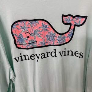 Vineyard Vines Mint Tee with Pink Whale Design